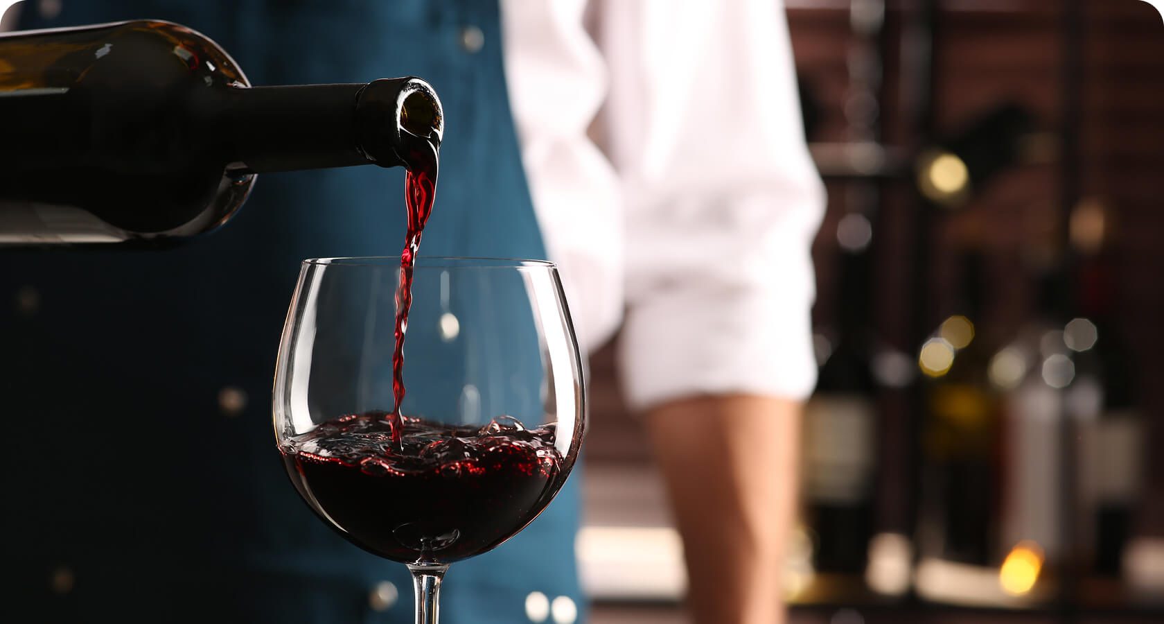 Wine being served at restaurant