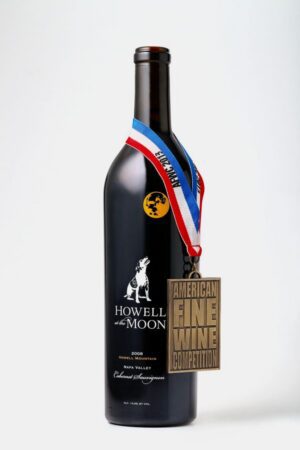 Wine bottle with award medal